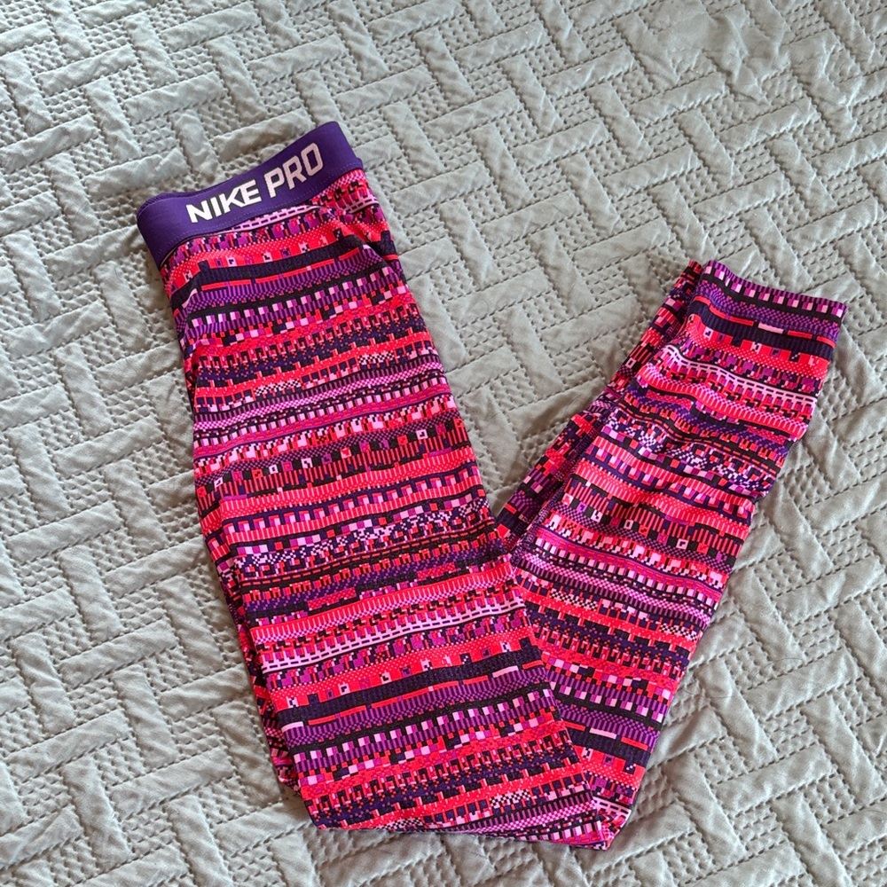 NikePro Leggings - Vibrant Pink and Purple